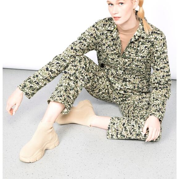 Wild Fang x BP Olive Beige Reptile Utility Oversized Coverall Jumpsuit NWT XXS - Picture 3 of 10